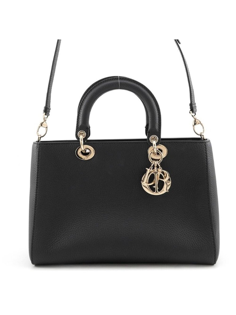 Dior Handbag Lady D-saia Medium 2-Way Black